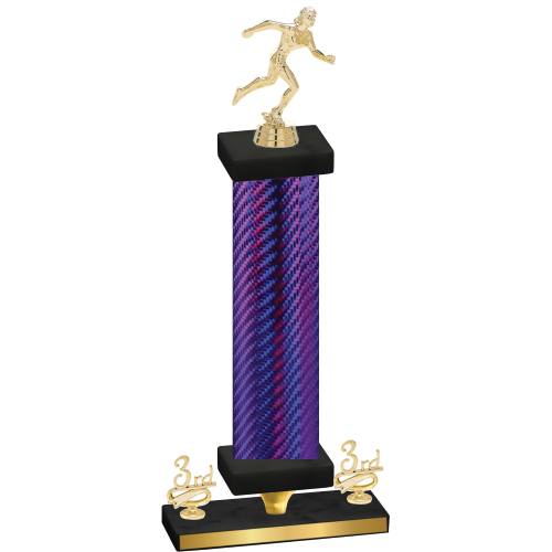 Premium Single Purple Carbon Fiber Third Place Running Trophy