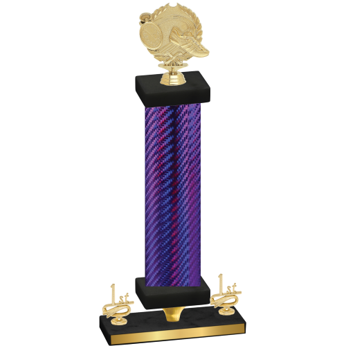 Premium Single Purple Carbon Fiber First Place Running Trophy