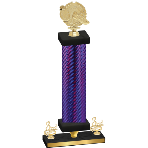 Premium Single Purple Carbon Fiber Third Place Running Trophy