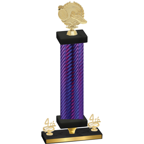 Premium Single Purple Carbon Fiber Fourth Place Running Trophy