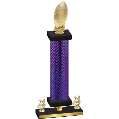 Premium Single Purple Carbon Fiber Year Football Trophy