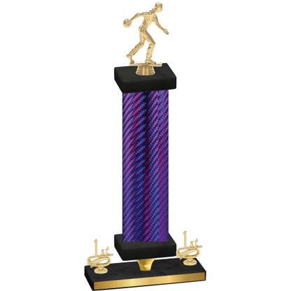 Premium Single Purple Carbon Fiber First Place Bowling Trophy