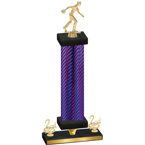 Premium Single Purple Carbon Fiber Second Place Bowling Trophy