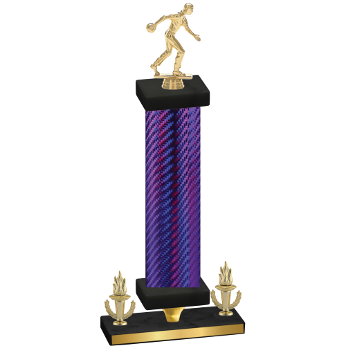 Premium Single Purple Carbon Fiber Victory Bowling Trophy