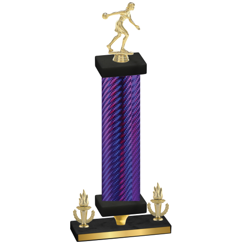Premium Single Purple Carbon Fiber Victory Bowling Trophy