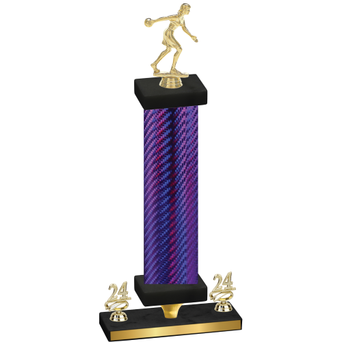 Premium Single Purple Carbon Fiber Year Bowling Trophy