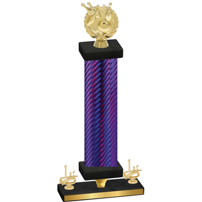 Premium Single Purple Carbon Fiber First Place Bowling Trophy