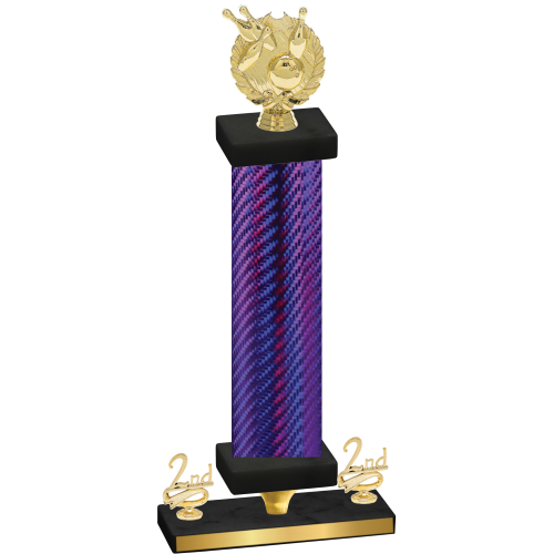 Premium Single Purple Carbon Fiber Second Place Bowling Trophy