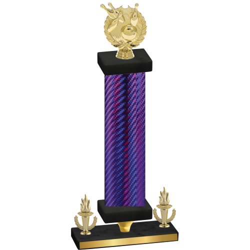 Premium Single Purple Carbon Fiber Victory Bowling Trophy