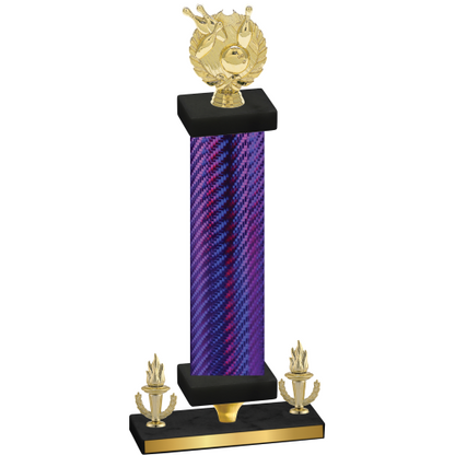 Premium Single Purple Carbon Fiber Victory Bowling Trophy