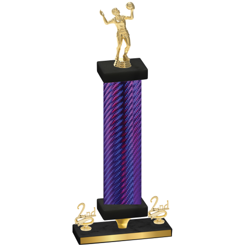 Premium Single Purple Carbon Fiber Second Place Volleyball Trophy