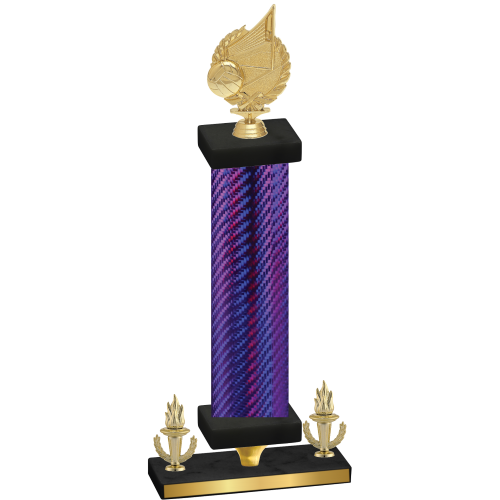 Premium Single Purple Carbon Fiber Victory Volleyball Trophy