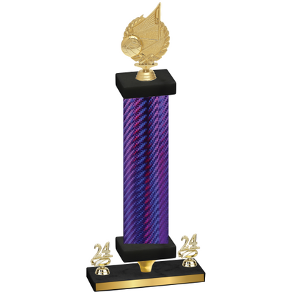 Premium Single Purple Carbon Fiber Year Volleyball Trophy