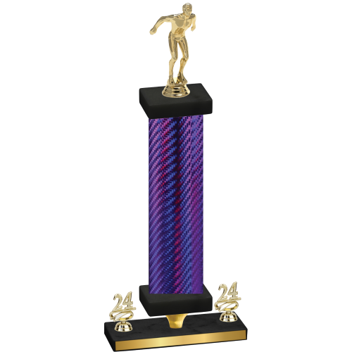 Premium Single Purple Carbon Fiber Year Swimming Trophy