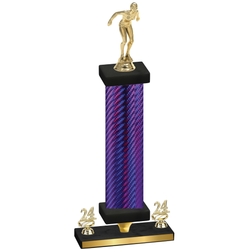 Premium Single Purple Carbon Fiber Year Tennis Trophy