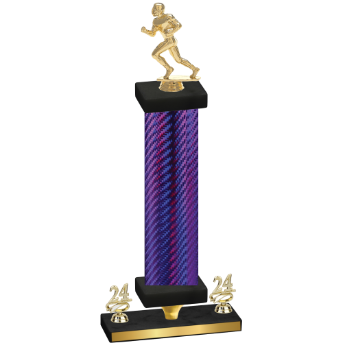 Premium Single Purple Carbon Fiber Year Football Trophy