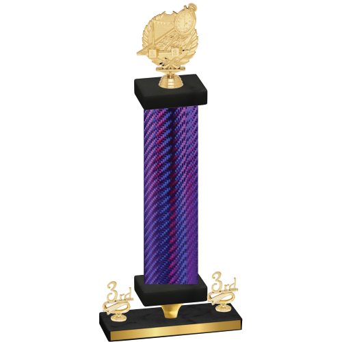 Premium Single Purple Carbon Fiber Third Place Swimming Trophy