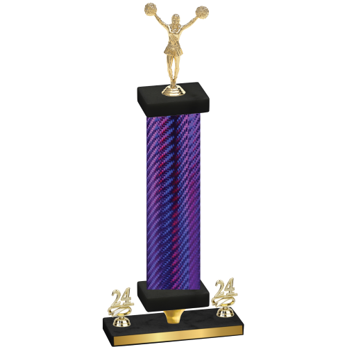 Premium Single Purple Carbon Fiber Year Cheerleading Trophy