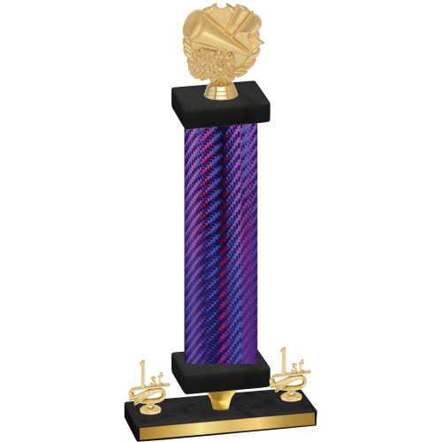 Premium Single Purple Carbon Fiber First Place Cheerleading Trophy