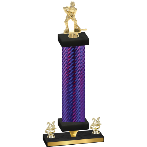 Premium Single Purple Carbon Fiber Year Hockey Trophy