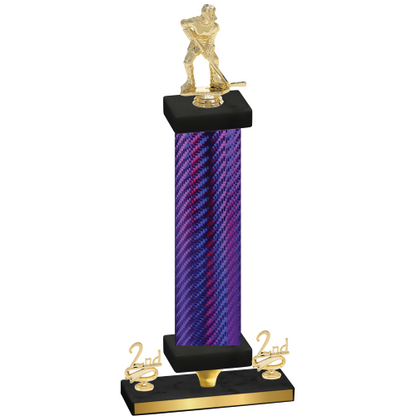 Premium Single Purple Carbon Fiber Second Place Hockey Trophy