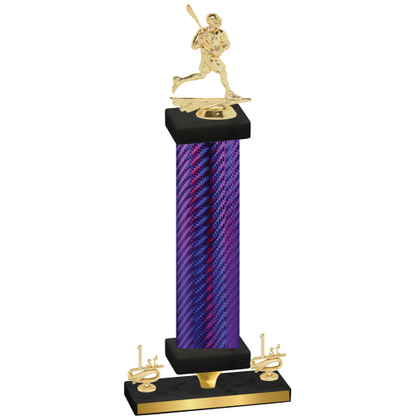 Premium Single Purple Carbon Fiber First Place Lacrosse Trophy