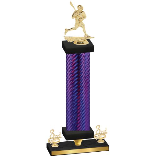 Premium Single Purple Carbon Fiber Third Place Lacrosse Trophy