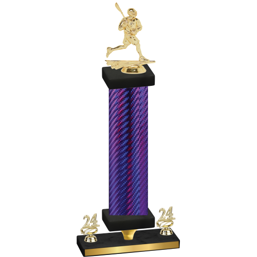 Premium Single Purple Carbon Fiber Year Lacrosse Trophy