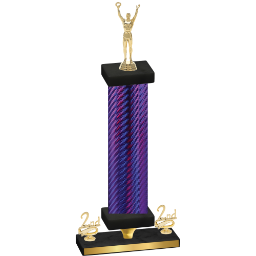 Premium Single Purple Carbon Fiber Second Place Victory Trophy