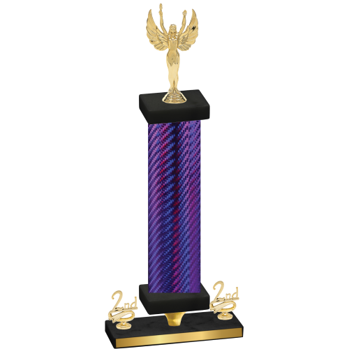 Premium Single Purple Carbon Fiber Second Place Victory Trophy