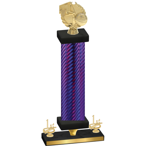 Premium Single Purple Carbon Fiber First Place Basketball Trophy