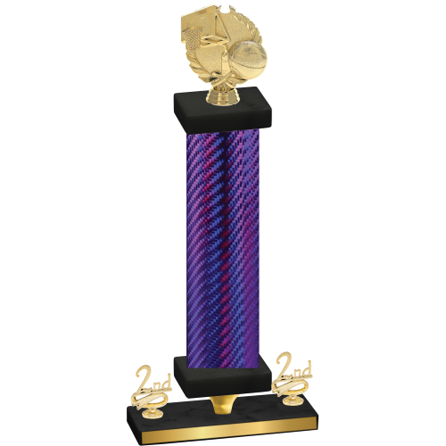 Premium Single Purple Carbon Fiber Second Place Basketball Trophy