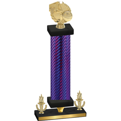 Premium Single Purple Carbon Fiber Victory Basketball Trophy