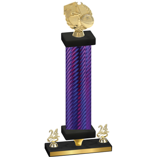 Premium Single Purple Carbon Fiber Year Basketball Trophy