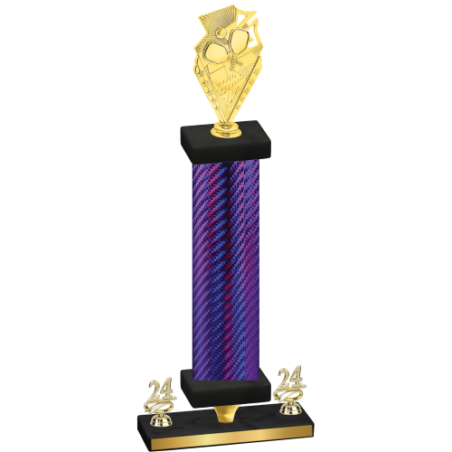 Premium Single Purple Carbon Fiber Year Pickleball Trophy