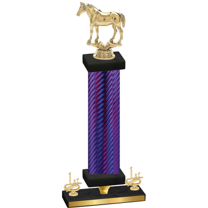 Premium Single Purple Carbon Fiber First Place Horses Trophy