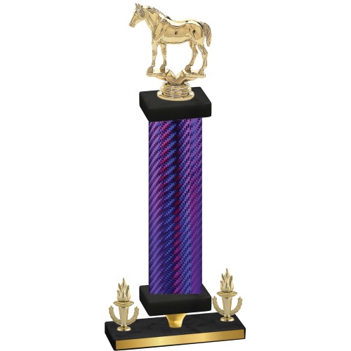 Premium Single Purple Carbon Fiber Victory Horses Trophy