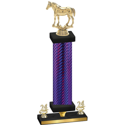 Premium Single Purple Carbon Fiber Year Horses Trophy