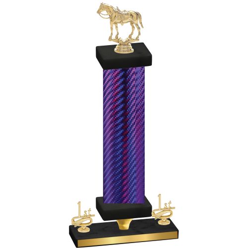 Premium Single Purple Carbon Fiber First Place Horses Trophy