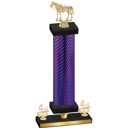 Premium Single Purple Carbon Fiber Fourth Place Horses Trophy