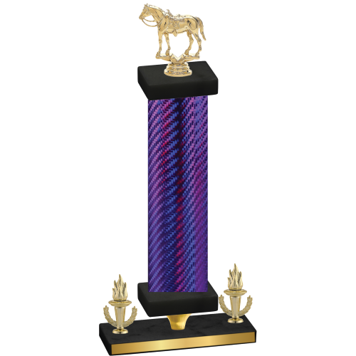 Premium Single Purple Carbon Fiber Victory Horses Trophy