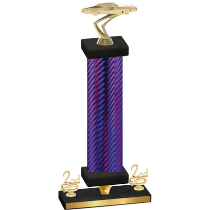 Premium Single Purple Carbon Fiber Second Place Cars Trophy