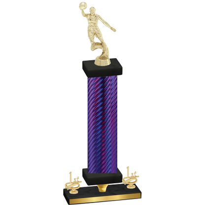 Premium Single Purple Carbon Fiber First Place Basketball Trophy