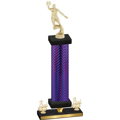 Premium Single Purple Carbon Fiber Third Place Basketball Trophy