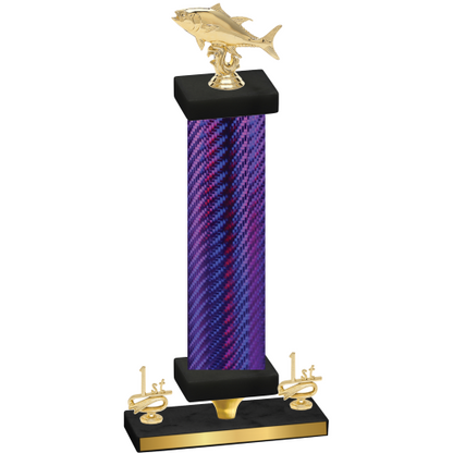 Premium Single Purple Carbon Fiber First Place Fishing Trophy