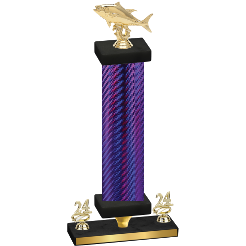 Premium Single Purple Carbon Fiber Year Fishing Trophy