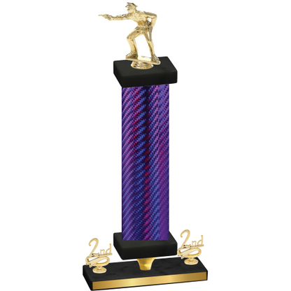 Premium Single Purple Carbon Fiber Second Place Shooter Trophy