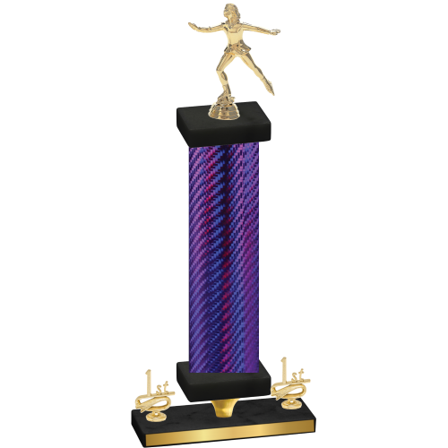 Premium Single Purple Carbon Fiber First Place Skater Trophy