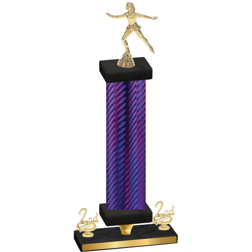 Premium Single Purple Carbon Fiber Second Place Skater Trophy