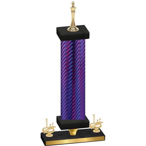 Premium Single Purple Carbon Fiber First Place Chess Trophy